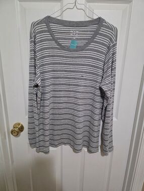 Maurice's Gray & White Striped Long Sleeve Shirt NWTS Size Xxl